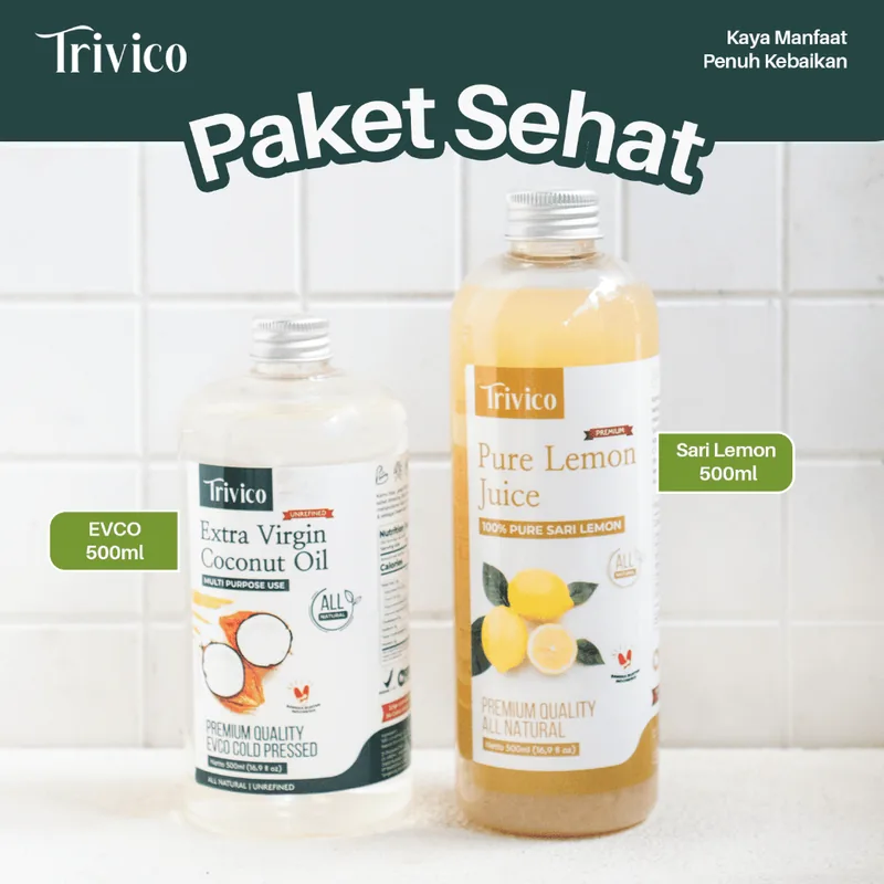 Trivico Paket 1 VCO Extra Virgin Coconut Oil 500ml & Sari Lemon 500ml