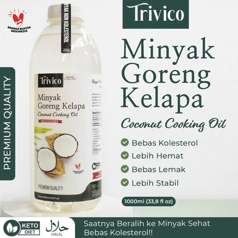 Trivico Paket Minyak Goreng Kelapa 1 Liter Isi 3 Pcs - Sehat, Gurih, dan Hemat