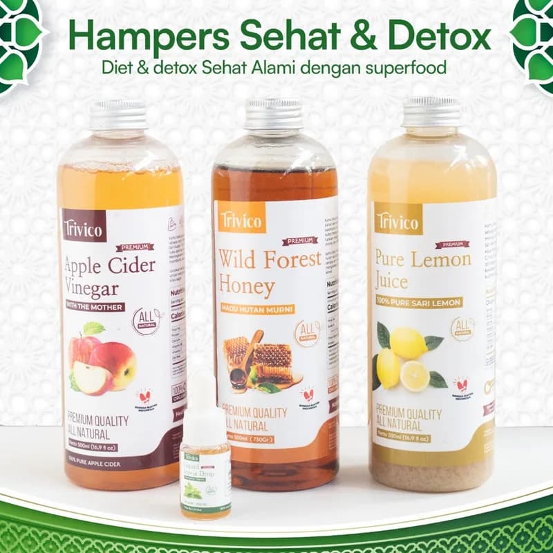 Trivico Paket Paket Cuka Apel & Madu & Sari Lemon - Hampers Lebaran Sehat