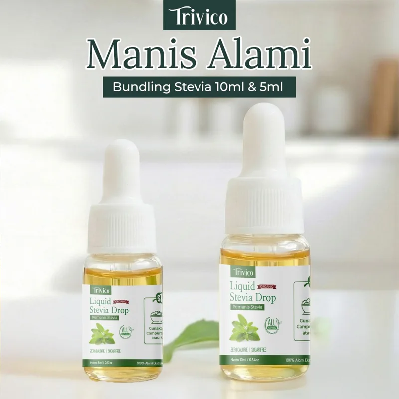 TRIVICO Paket Bundling 10ml + 5ml Stevia Liquid Drop Pemanis Alami Sugar Free Pengganti Gula Diet Keto