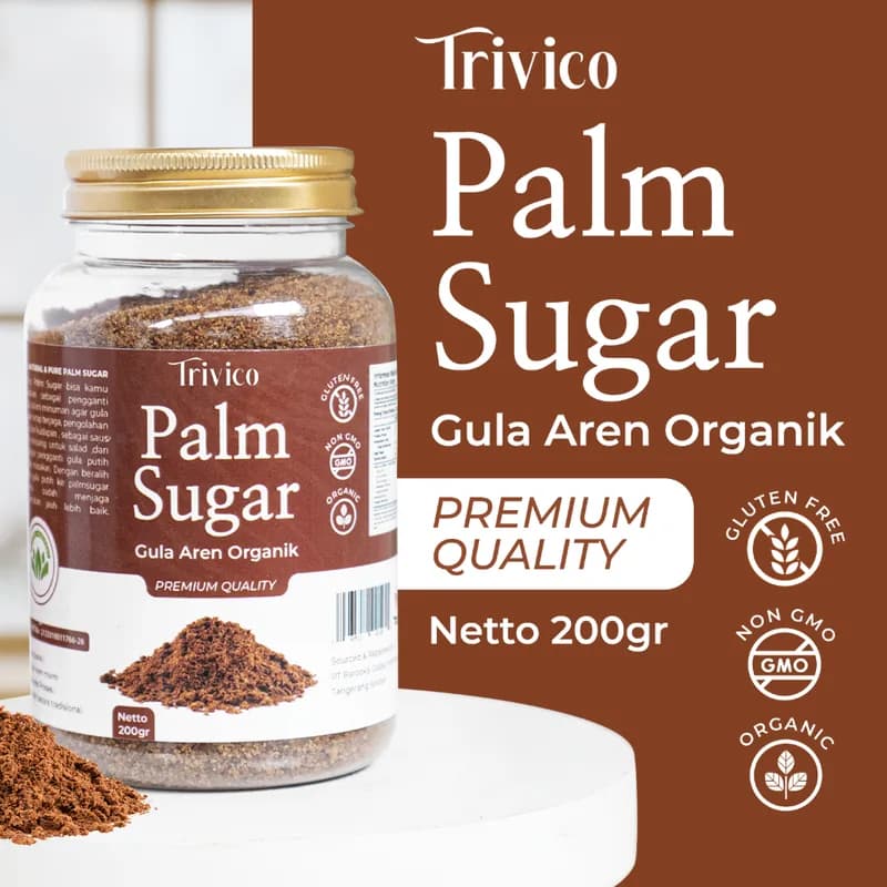 Trivico Gula Aren Bubuk Organik 200gr - Gula Aren Asli 100%, Kaya Manfaat