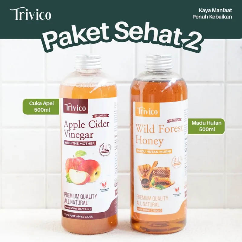 Trivico Paket Sehat - Cuka Apel 500ml & Madu Hutan 500ml