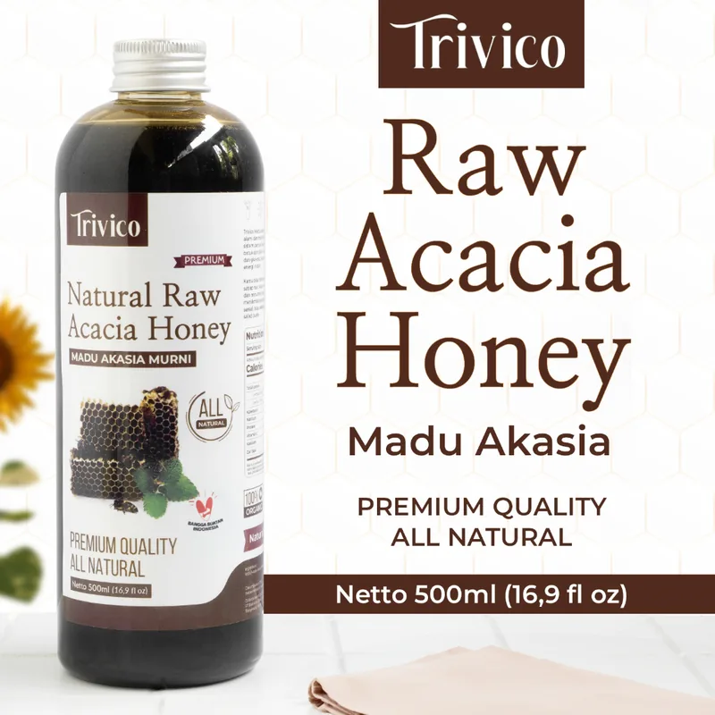 Trivico Madu Akasia 500ml (720gr) - Madu Murni 100% Asli Kaya Manfaat