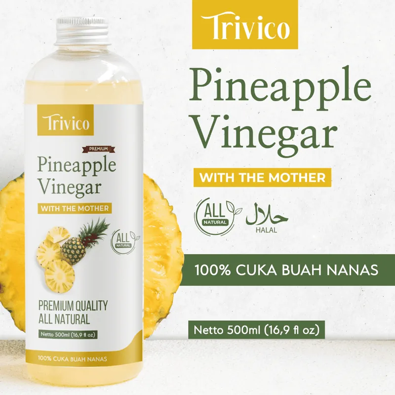 TRIVICO Cuka Nanas Organik 500ml With Mother Pineapple Vinegar Fermentasi Alami