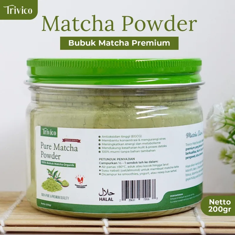 TRIVICO Pure Matcha Powder Premium Matcha Bubuk Matcha Organic & Original