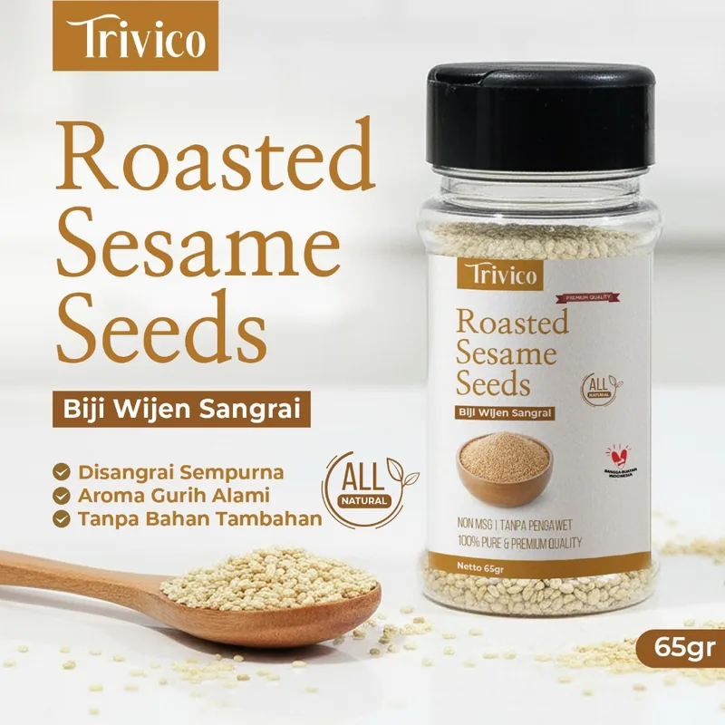 TRIVICO  Biji Wijen Sangrai Premium 65gr Roasted Sesame Seeds Gurih Alami Tanpa MSG