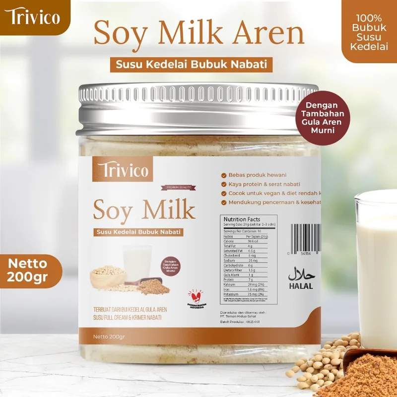 Trivico Susu Kedelai Bubuk dengan Tambahan Gula Aren Asli 200gr – Minuman Sehat & Alami