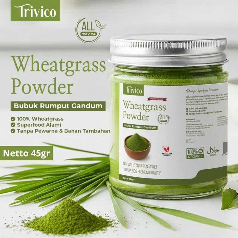 TRIVICO Wheatgrass Powder 45gr Bubuk Rumput Gandum Superfood Detox Imun Alami