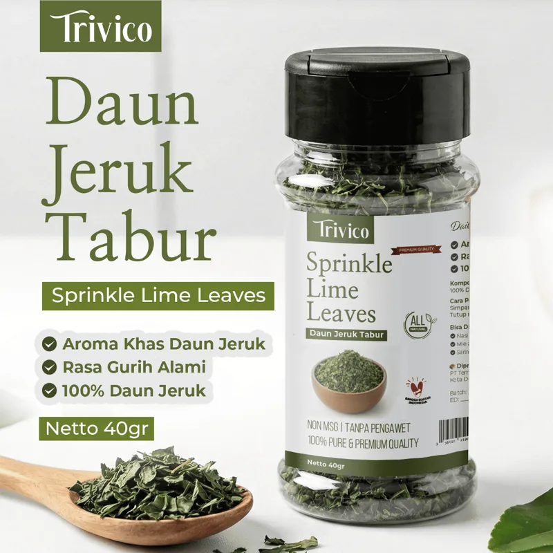 TRIVICO Lime Leaves Flakes 40gr Daun Jeruk Kering Tabur Bumbu Masak Alami Non MSG