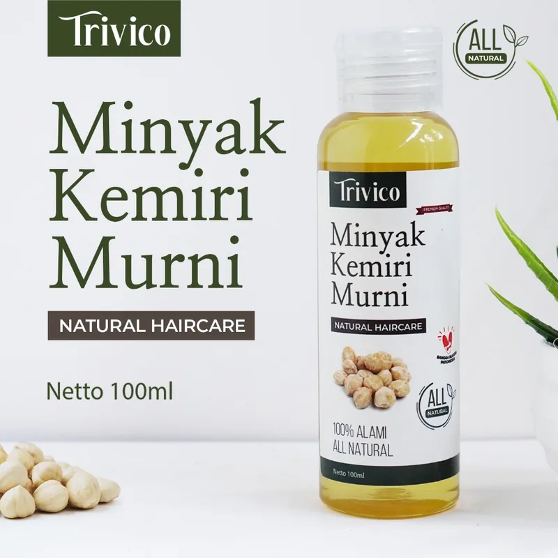 TRIVICO Minyak Kemiri Murni 100% Asli Penumbuh Rambut Alami & Perawatan Rambut Rontok 100Ml